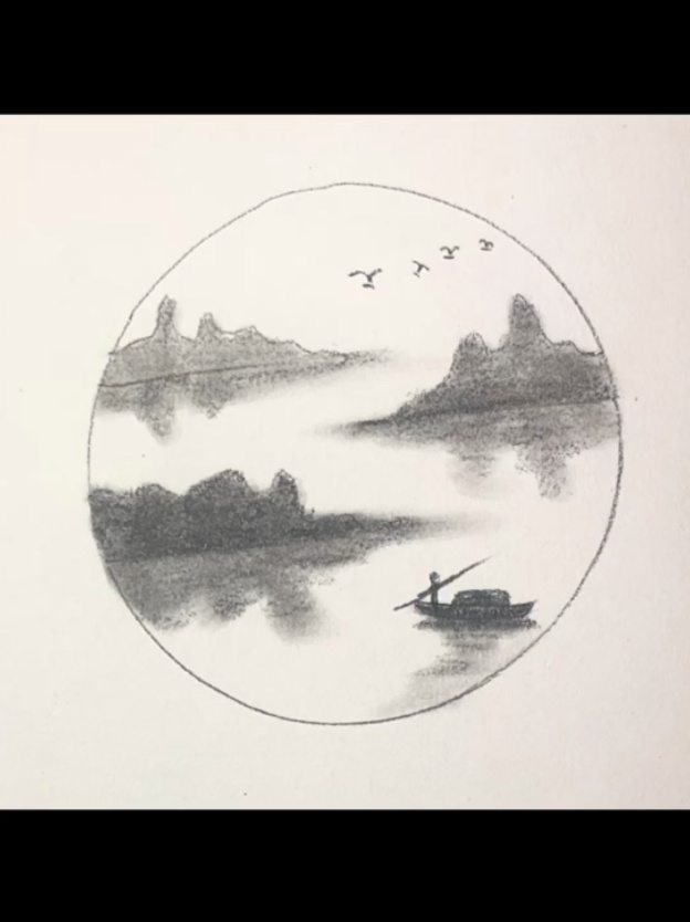 素描山水画