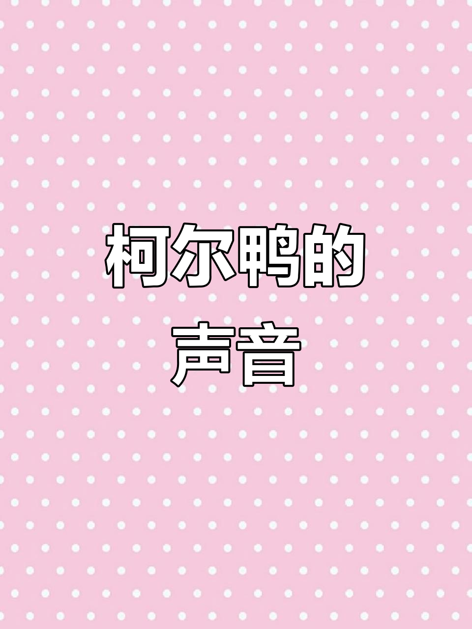 柯尔鸭的奇妙叫声,太可爱了!