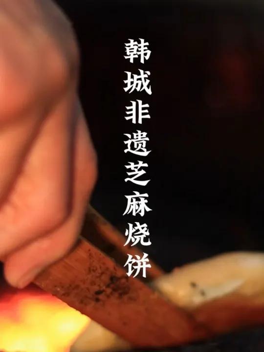 韩城非遗芝麻烧饼 百年匠心炉烤香酥 金黄千层外脆内软 关中名吃饸饹绝配 一口尝尽古城烟火味