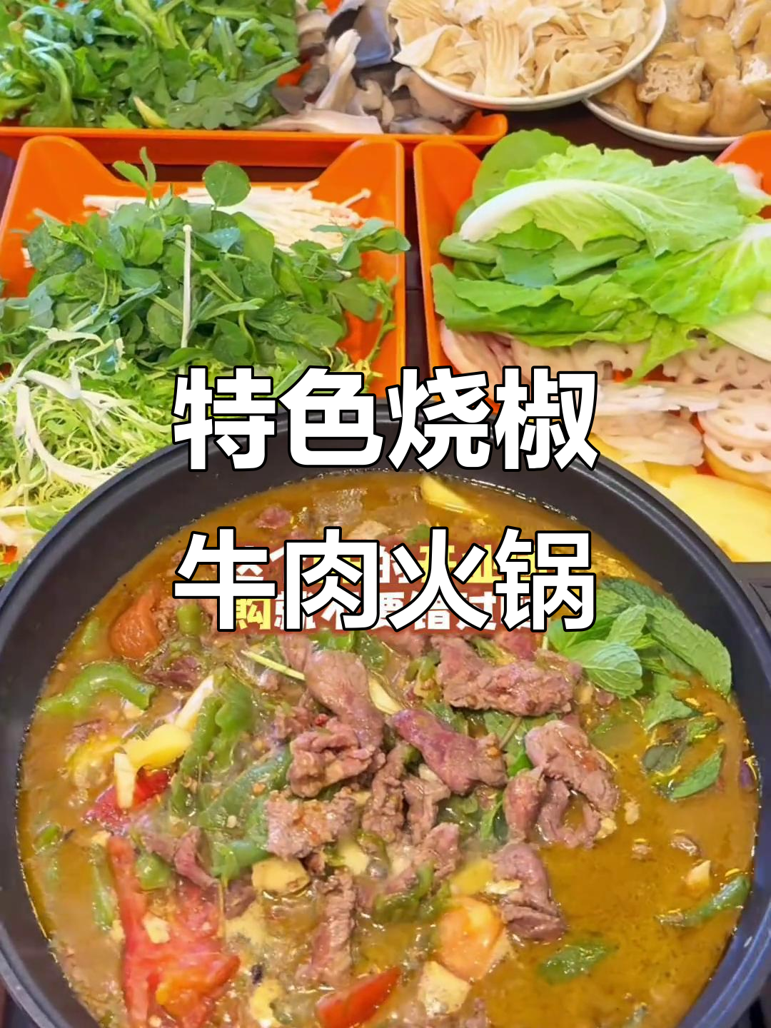 贵州烧椒牛肉火锅，鲜嫩汤汁酸菜不限量
