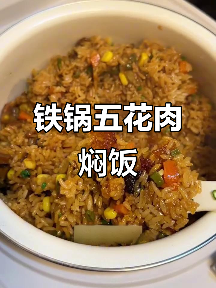 五花肉焖饭,电饭煲轻松搞定!焦香十足的米饭与五花肉的完美搭配