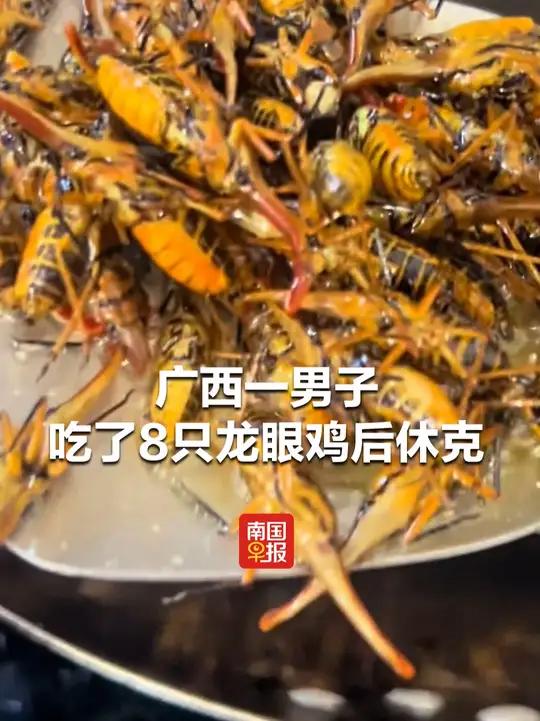 广西一男子吃了8只龙眼鸡后休克