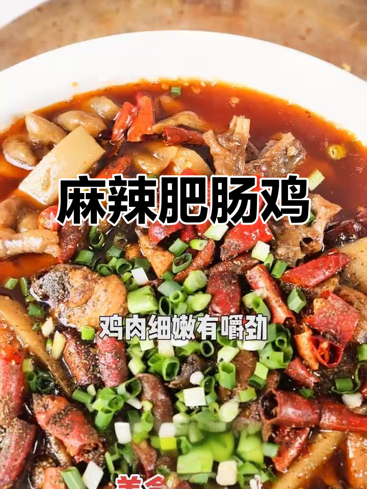 麻辣鲜香肥肠鸡，鸡肉嫩滑不腥，配干海椒和花椒更美味