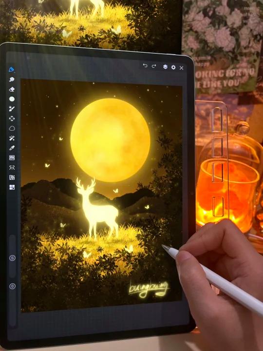 画世界pro绘画教程分享,今天画林深时见鹿