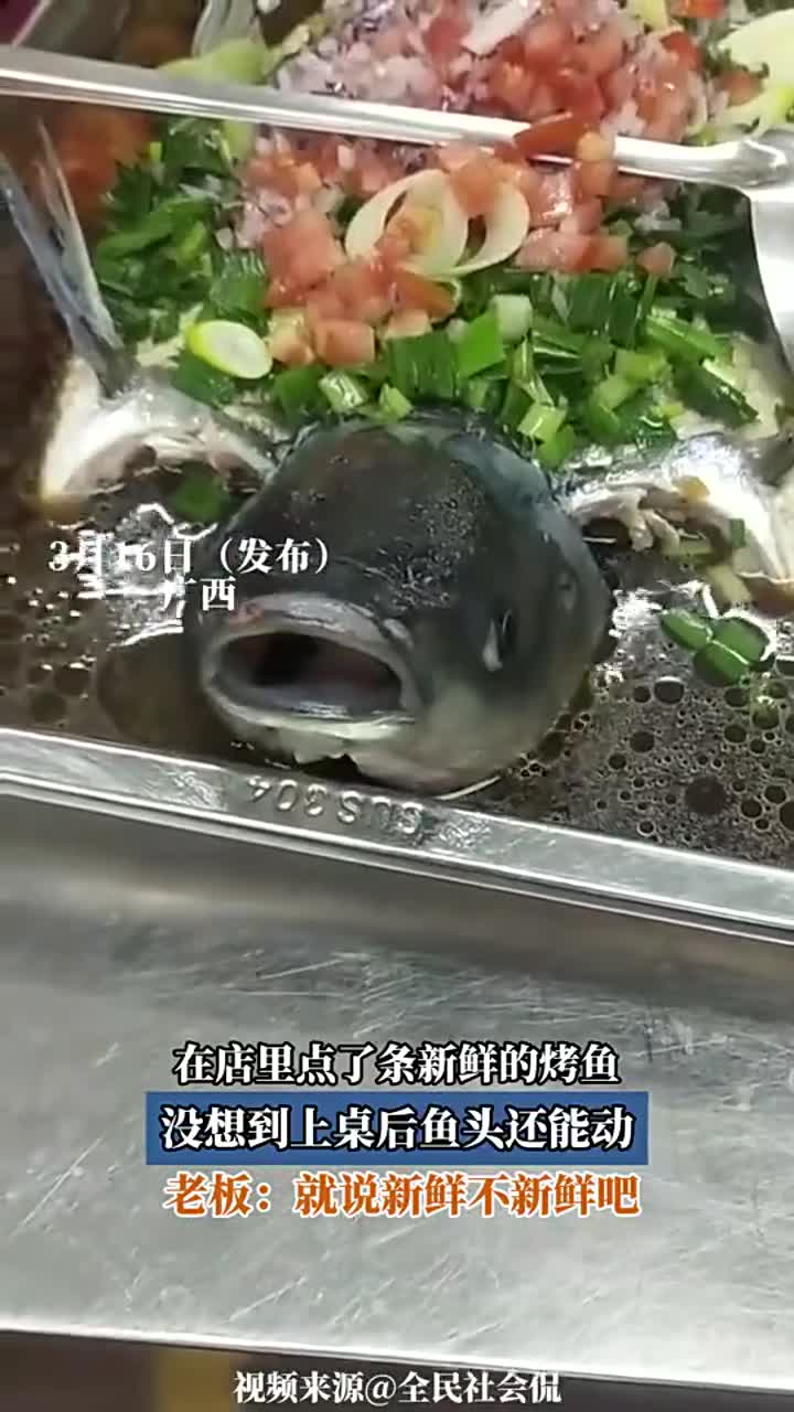 店里点新鲜烤鱼,上桌后鱼头竟还能动!