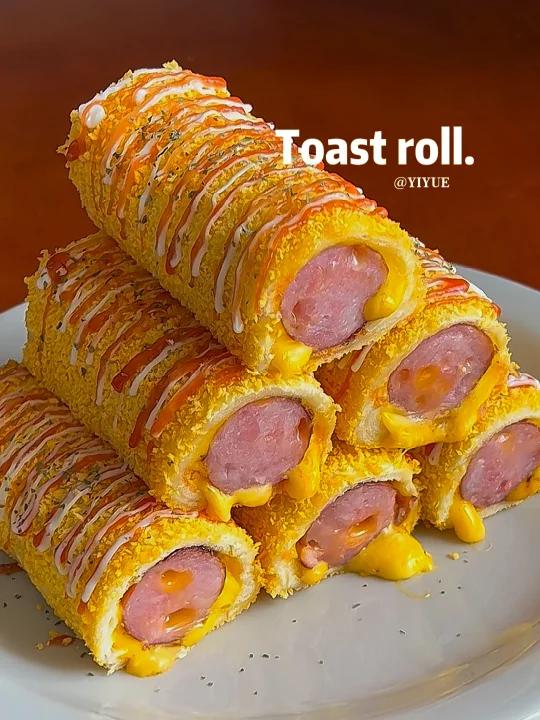5分钟快手早餐超好吃的香肠芝士吐司卷