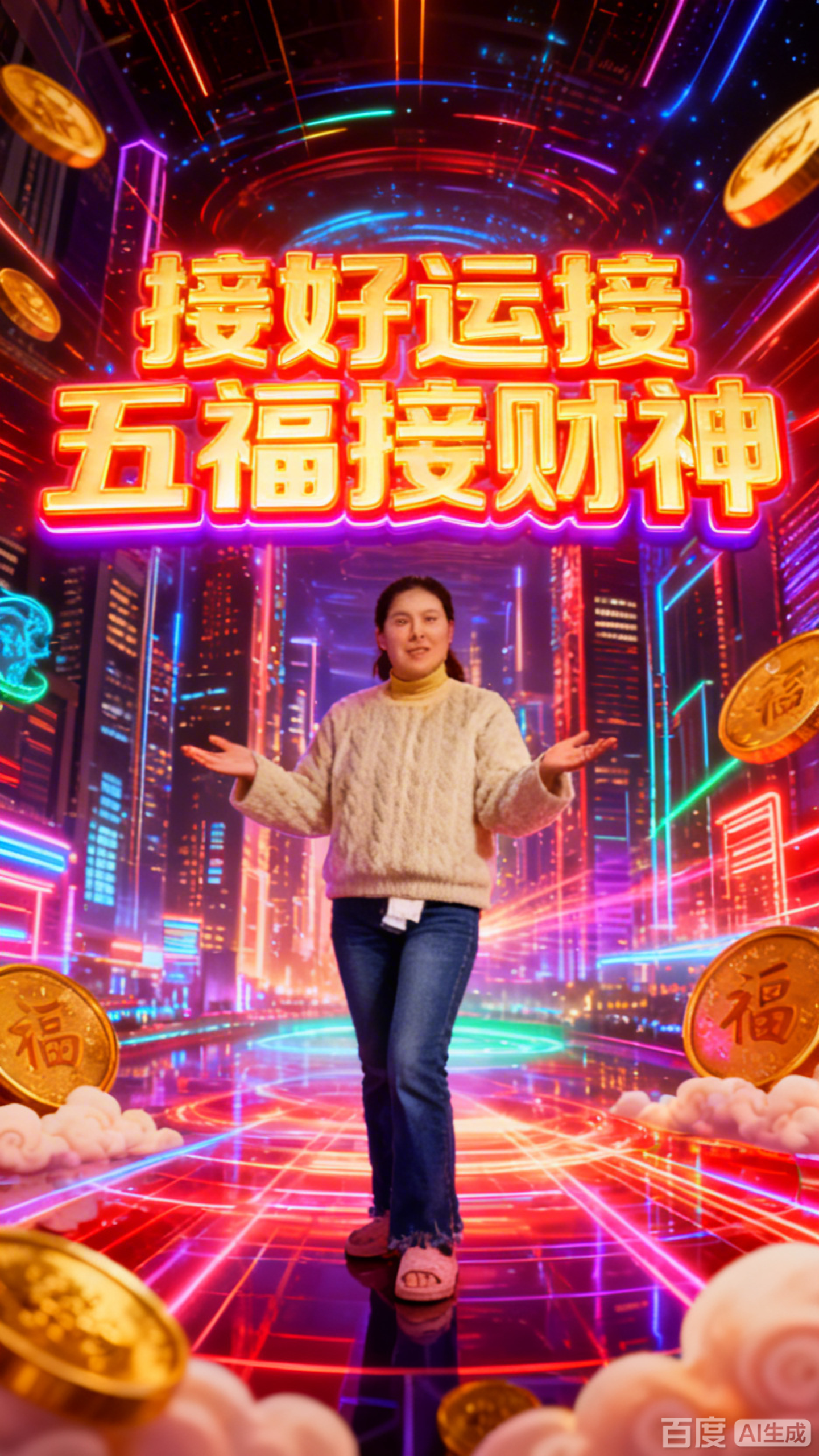 美少女变装迎好运,接福接财神