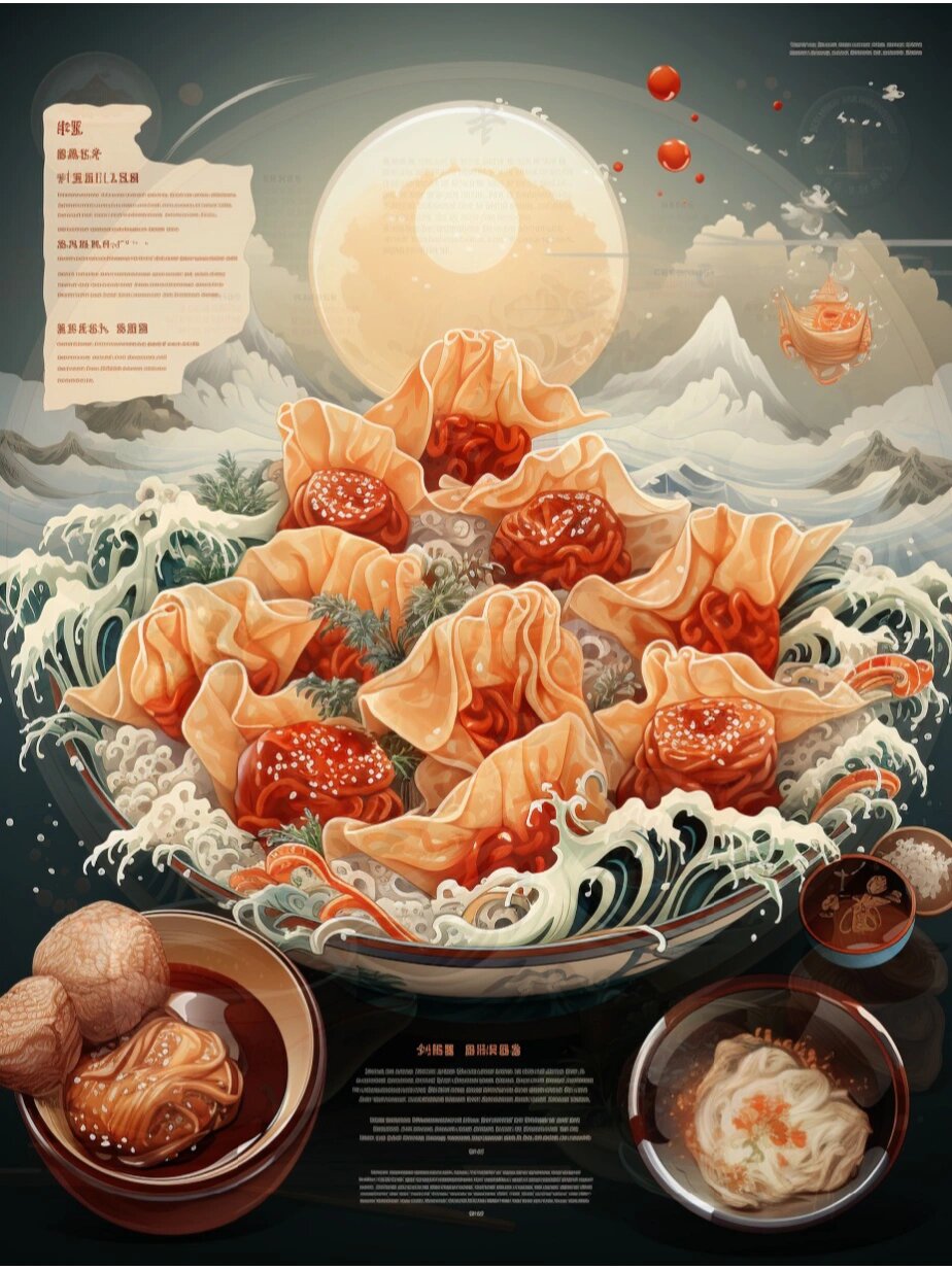 馄饨艺术海报设计|餐饮美食创意海报