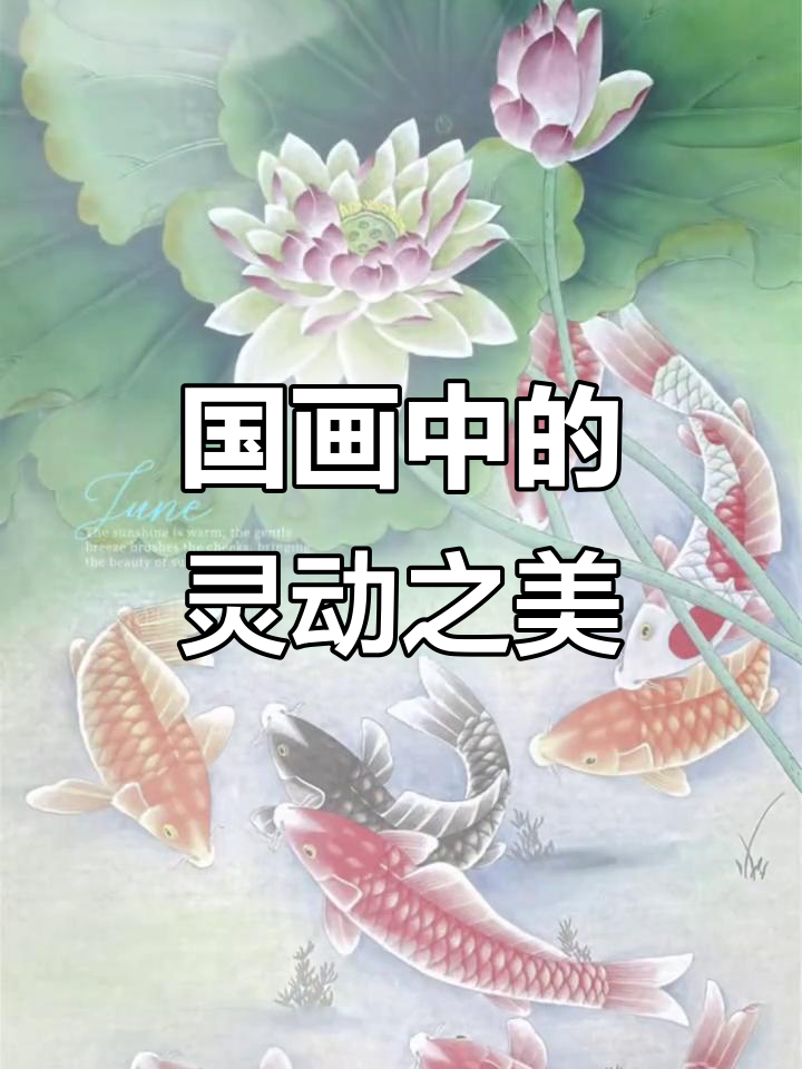 精致工笔画,荷花鲤鱼跃动,寓意丰收与美好