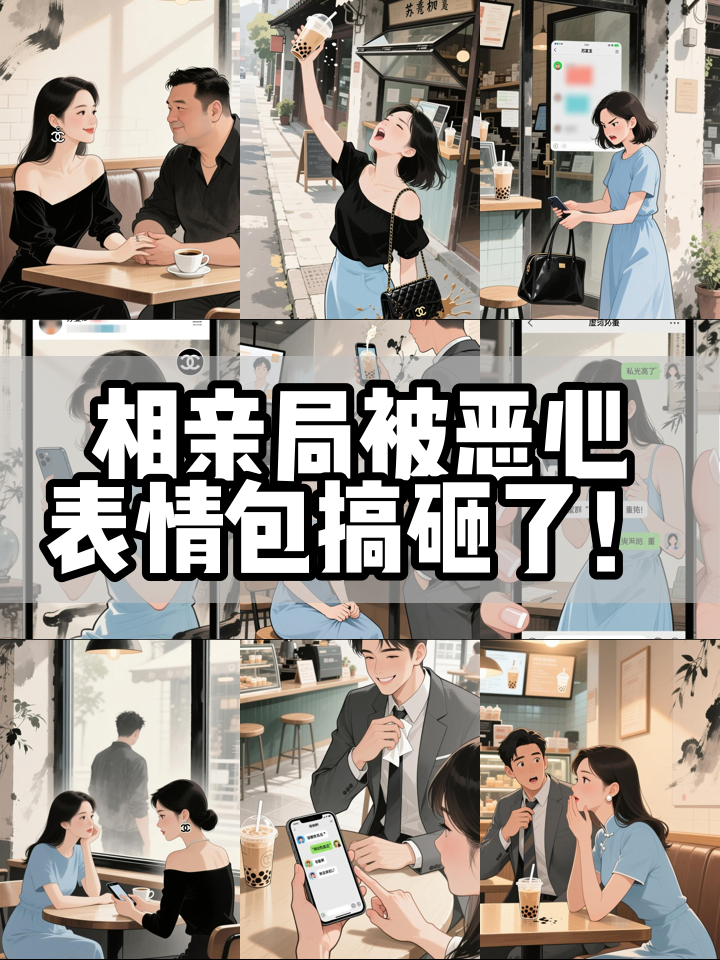 相亲时闺蜜群发恶心表情包，我手滑喷了对方一身！
