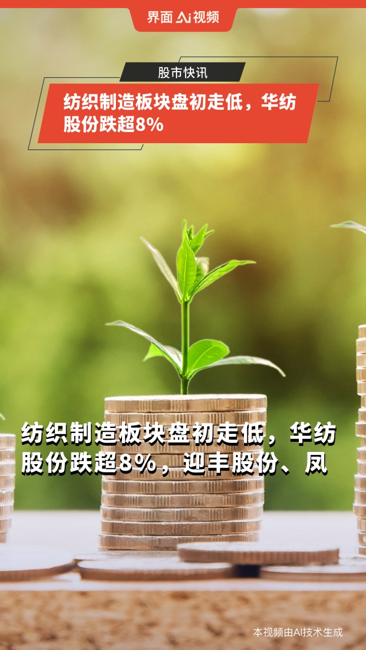 纺织制造板块盘初走低,华纺股份跌超8%