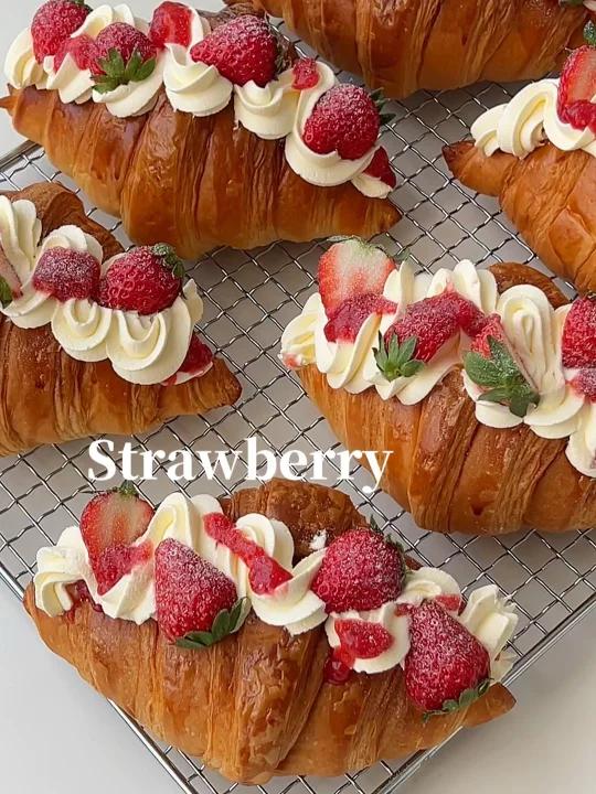 高颜值下午茶草莓奶油可颂附草莓酱教程