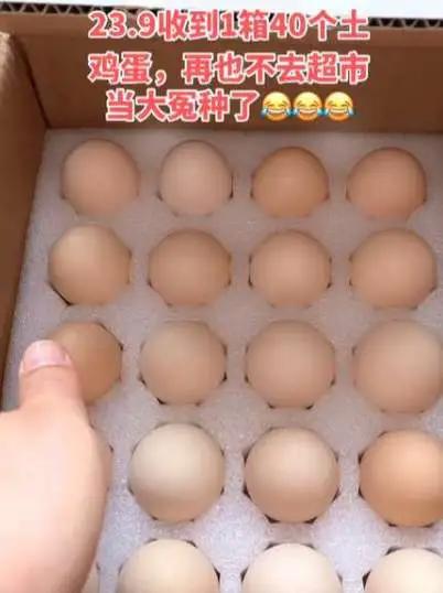 在抖音上买东西真的好合适啊,这个价格收到了40枚土鸡蛋,好新鲜,每天早上来一颗营养又健康#