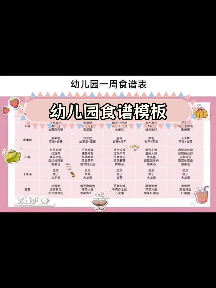 幼儿园食谱公示模板,轻松修改