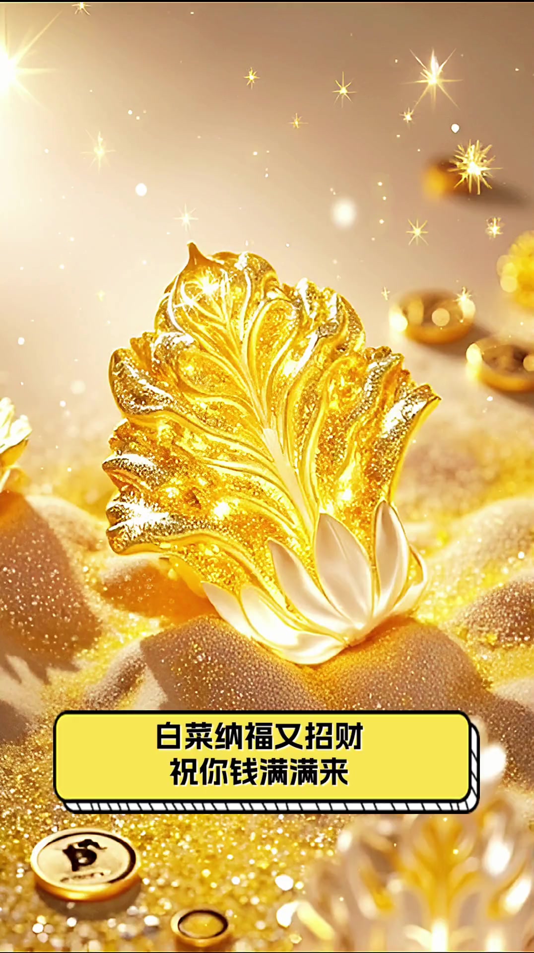白菜纳福又招财,祝你钱满满来