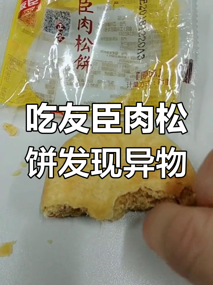友臣肉松饼吃出异物,厂家竟称是烤糊了?