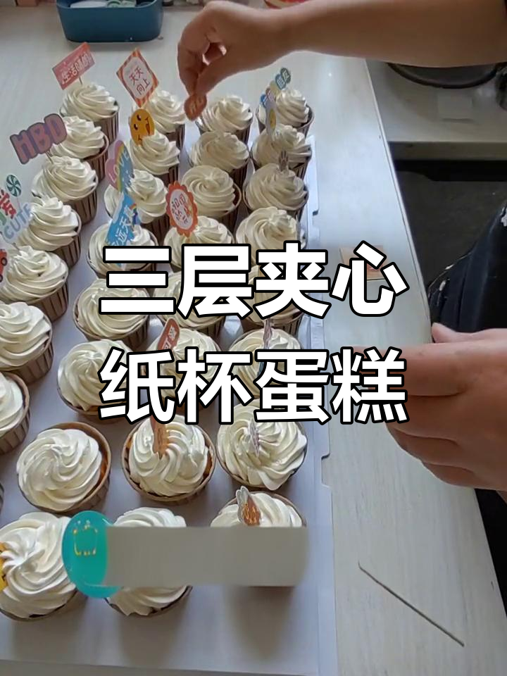幼儿园首选夹心纸杯蛋糕,水果奶油蛋糕胚三层组合