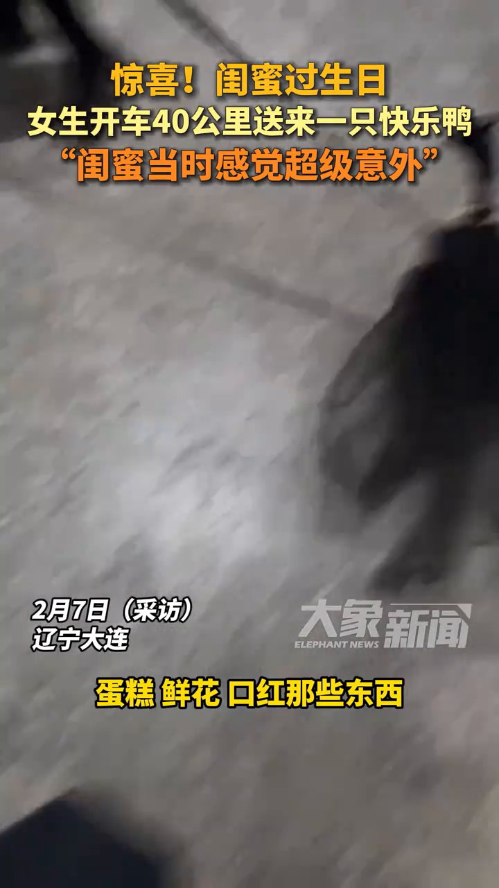惊喜!闺蜜过生日,女生开车40公里送来一只快乐鸭