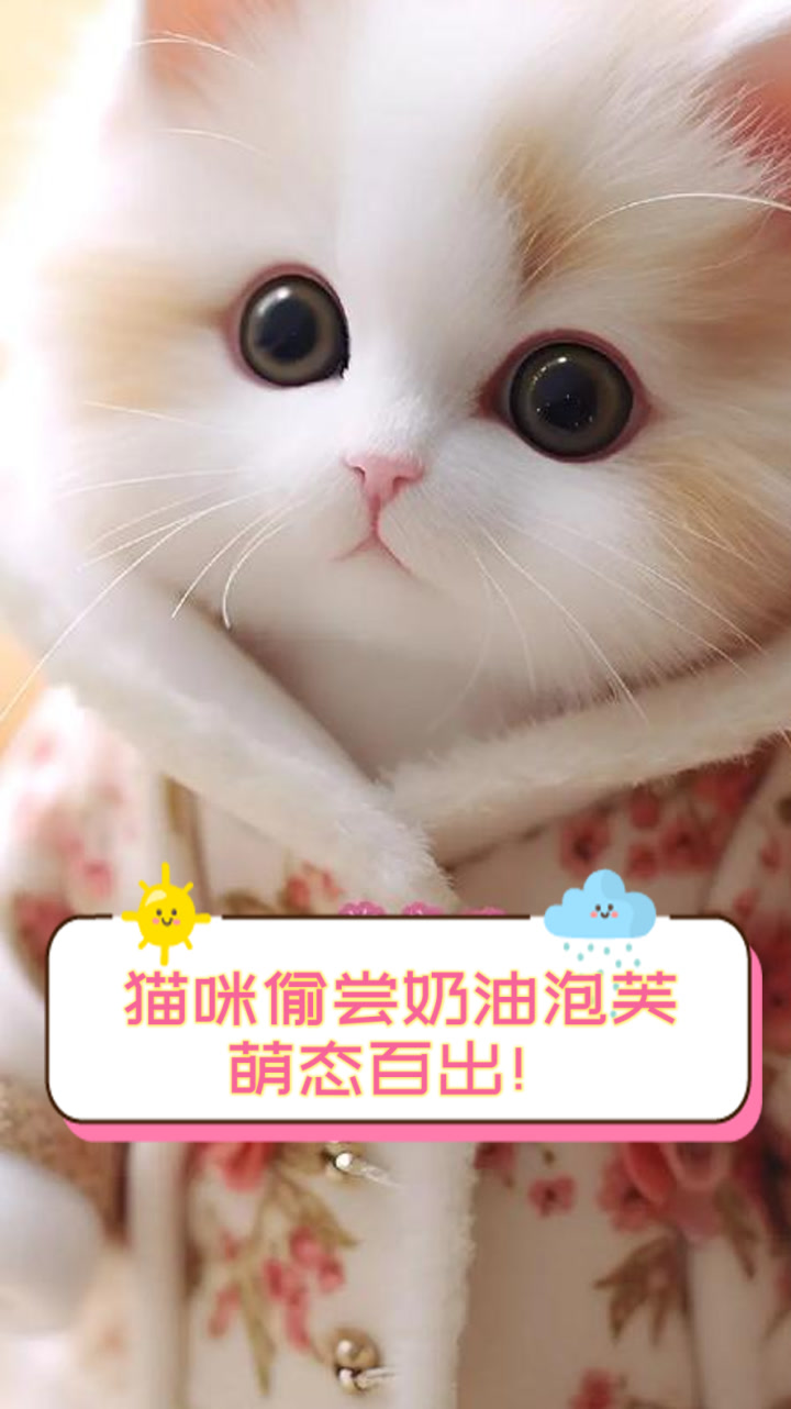 猫咪偷尝奶油泡芙,萌态百出!