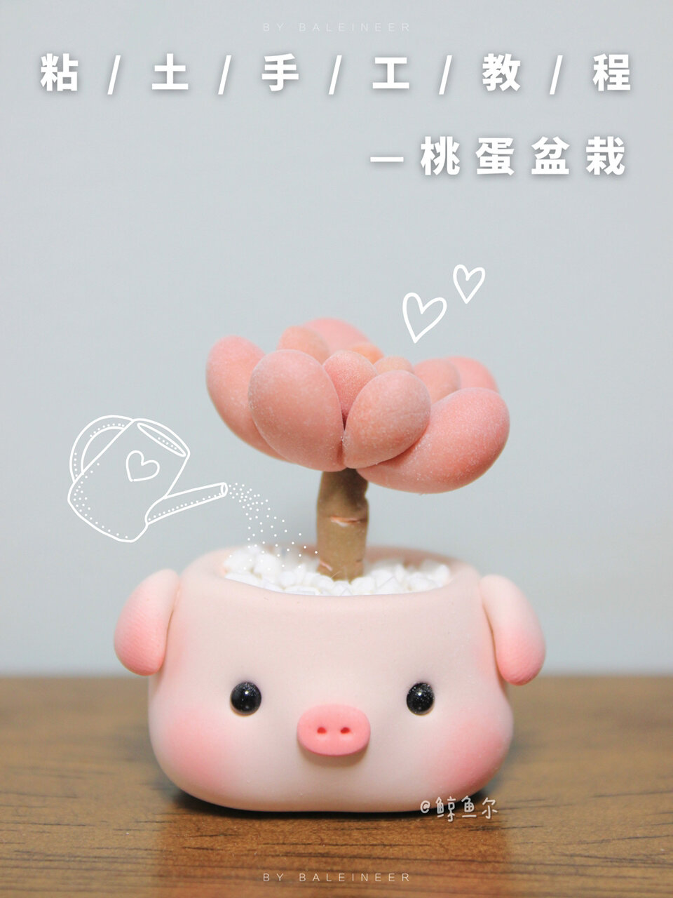 粘土多肉桃蛋教程|粉嘟嘟的多肉小盆栽