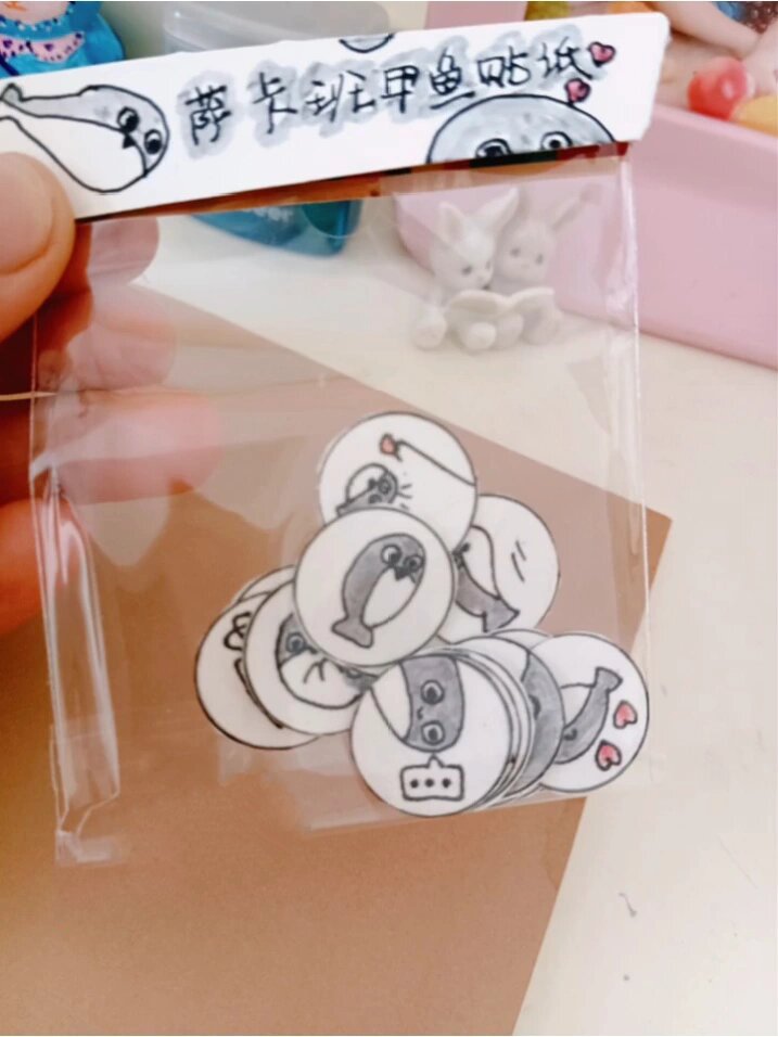 很简单自制萨卡班甲鱼贴纸甲鱼收纳盒纯手绘