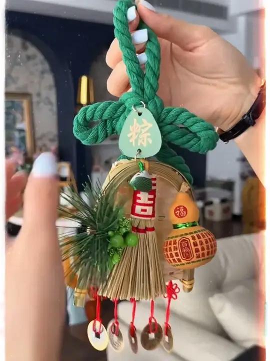 端午节艾草入户大门把手扫帚挂件装饰万字结葫芦香包香囊车载挂饰