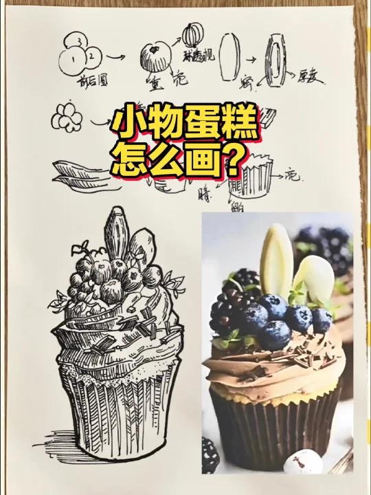 小物蛋糕怎么画?「实用素材」
