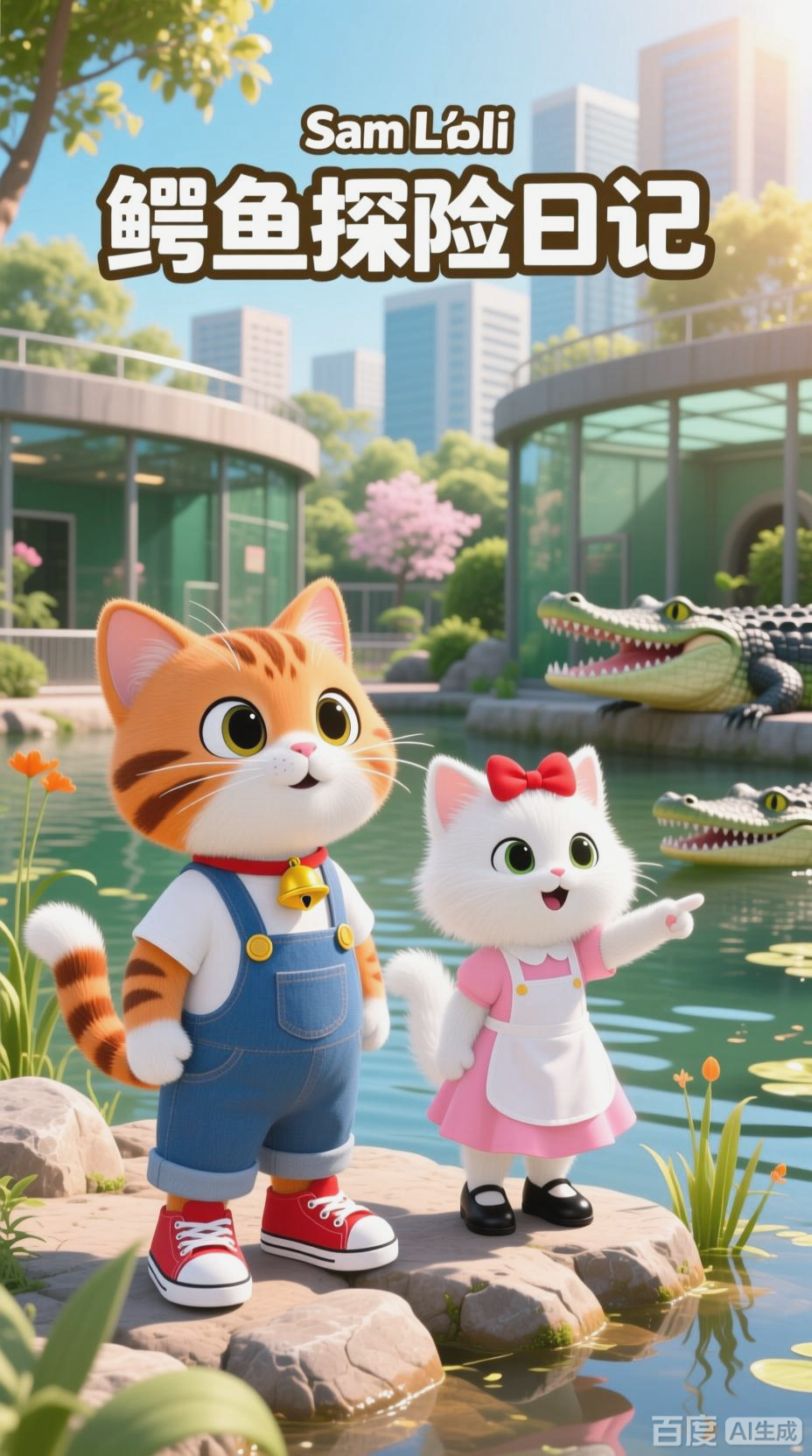 小橘猫小白猫探秘鳄鱼世界