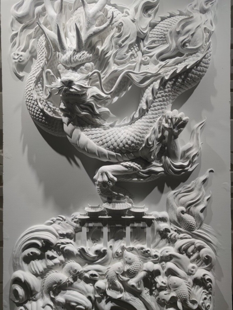 《鱼跃龙门》浮雕壁画