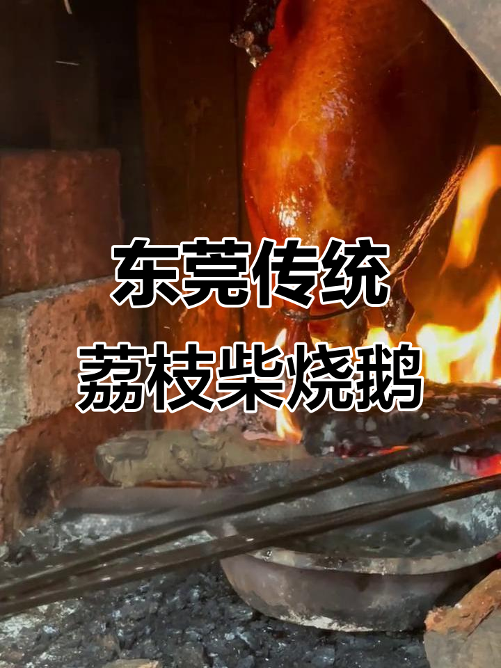 东莞百年古法荔枝柴烧鹅,五十五分钟烤出完美外皮与肉汁