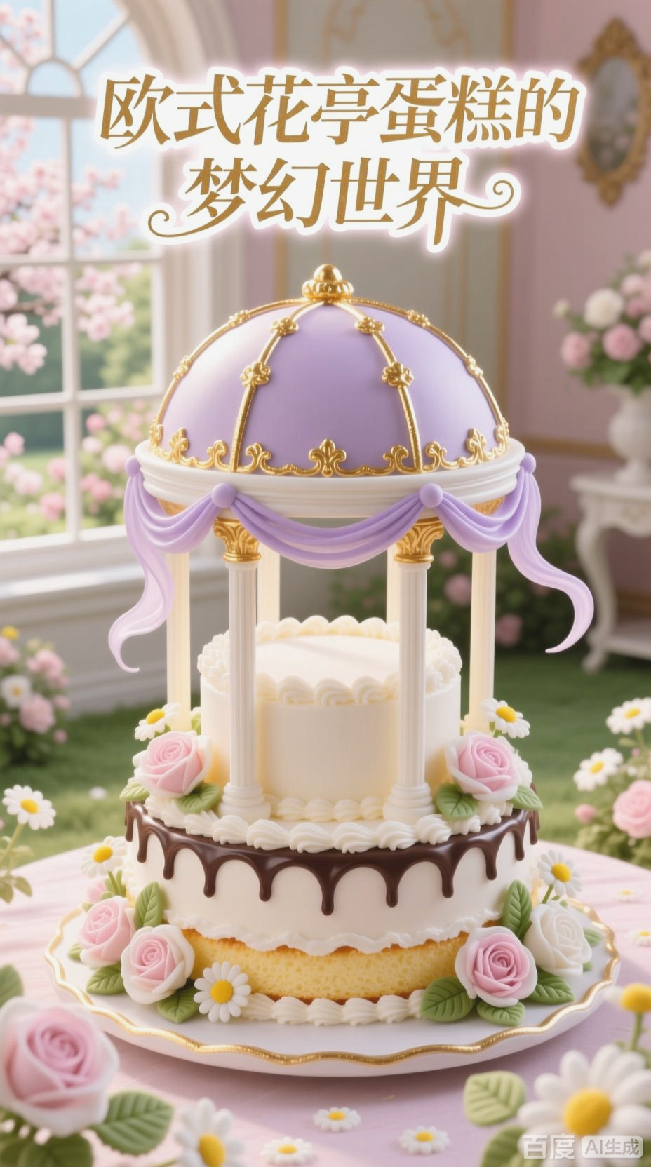 公主梦紫静馨里的欧式花亭蛋糕