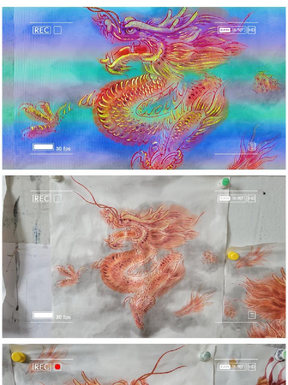 《龙抬头、迎新春》甲辰龙年生肖画来了!手绘国画作品 中国龙