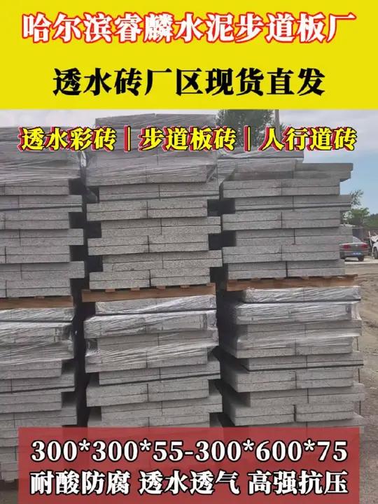哈尔滨步道板生产厂家 生态地铺石 农家小院铺装荷兰砖 停车位抗压彩砖 规格300*300*