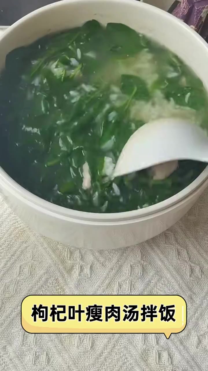 枸杞叶瘦肉汤拌饭