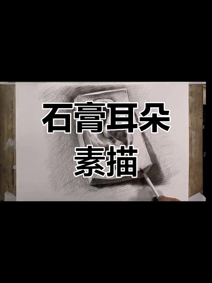 石膏体耳朵素描技巧解析,明暗关系与透视要点