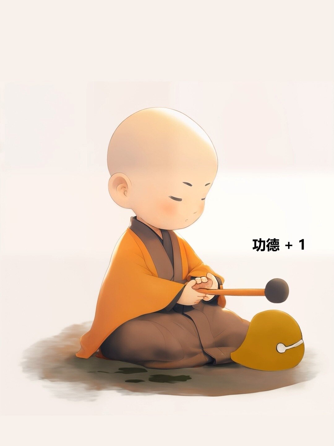 AIGC|MJ+SD小和尚敲木鱼,电子木鱼