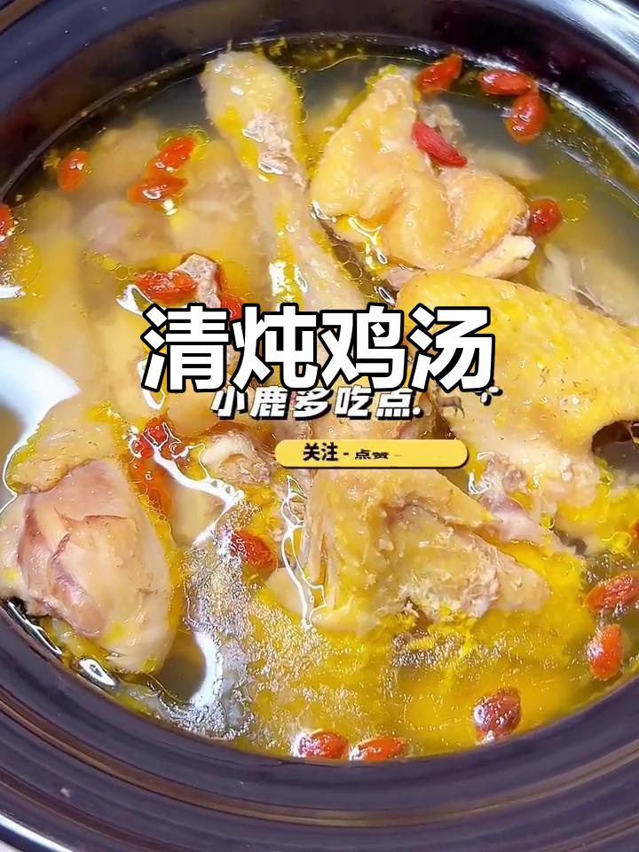 冬季滋补清炖鸡汤,砂锅慢炖两小时,汤鲜味美