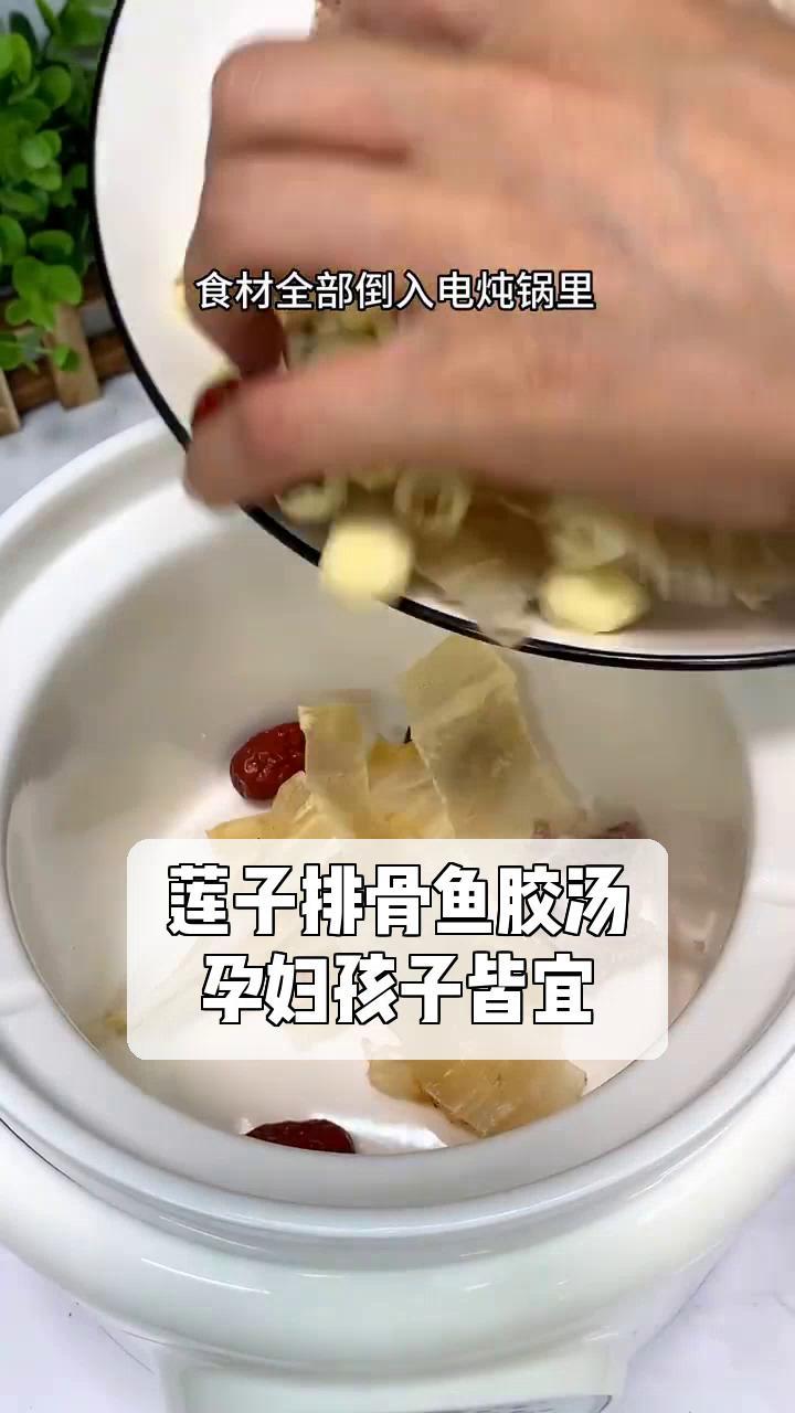 莲子排骨鱼胶汤,孕妇孩子皆宜
