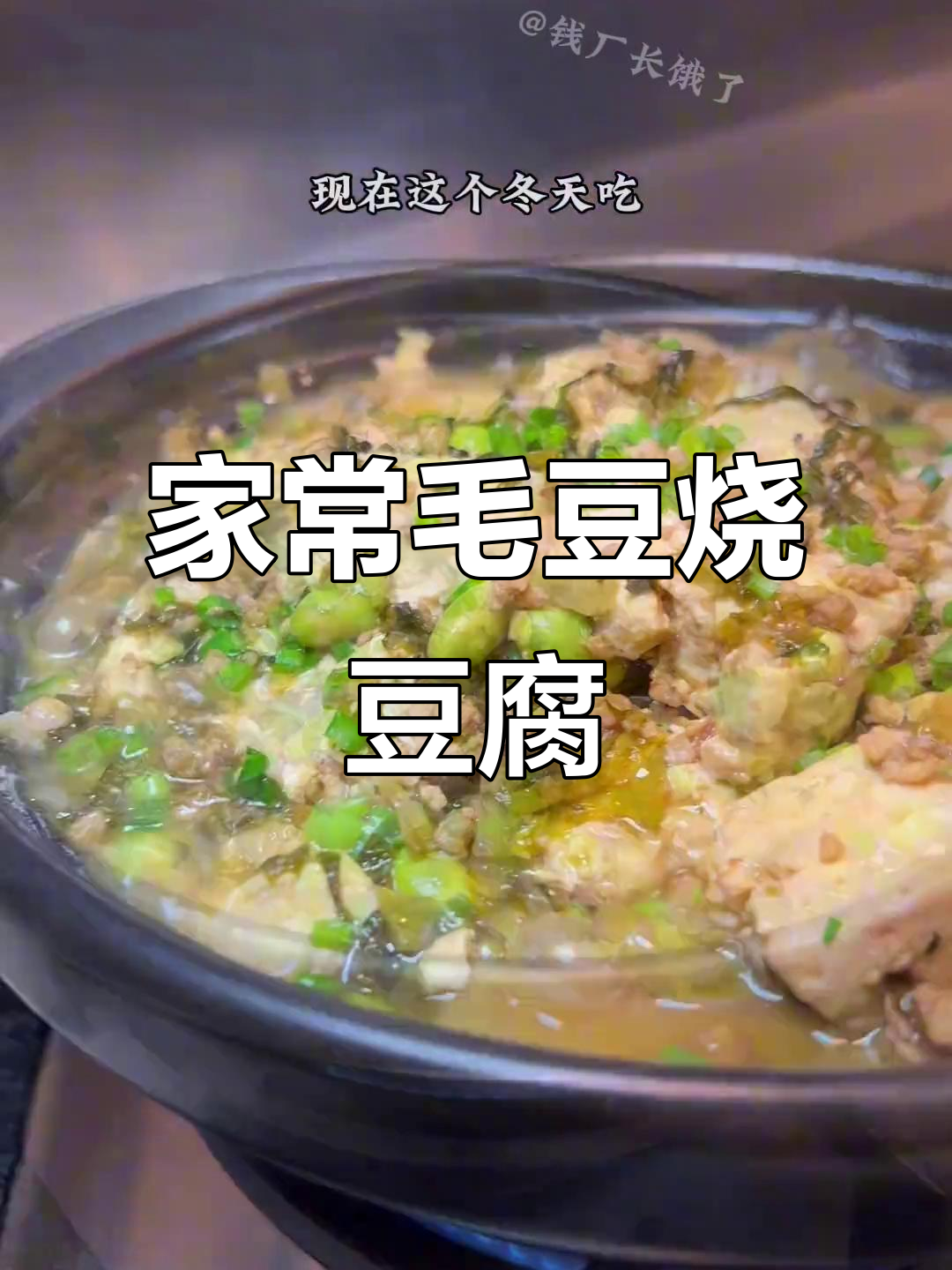 冬季暖心家常菜,毛豆烧豆腐,鲜美又热乎
