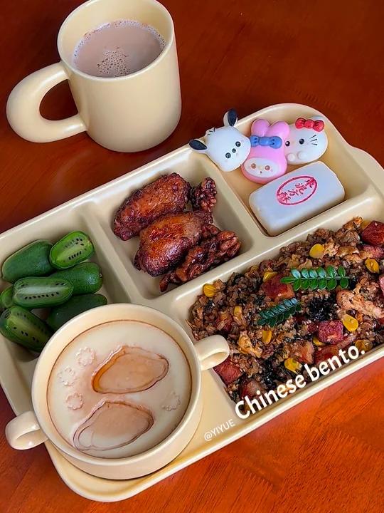 沉浸式做便当|午餐肉海苔炒饭烤翅&鸡蛋羹