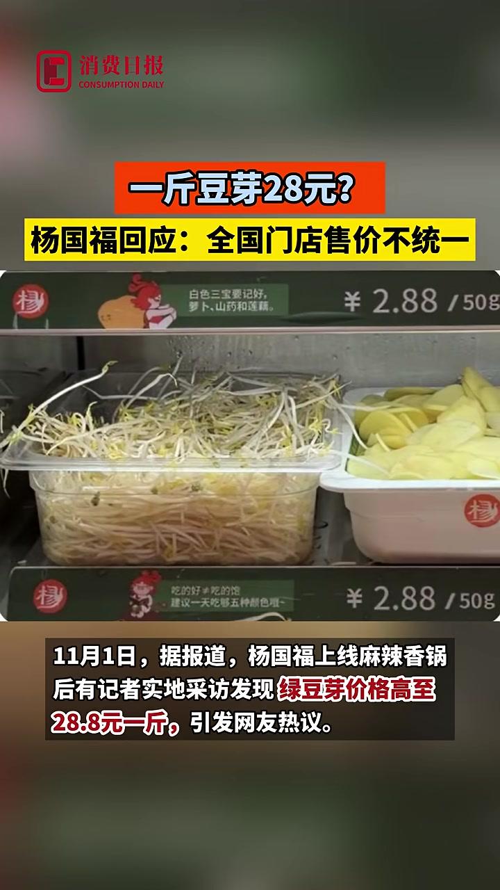 一斤豆芽28元?杨国福回应:全国门店售价不统一 杨国福麻辣烫 豆芽