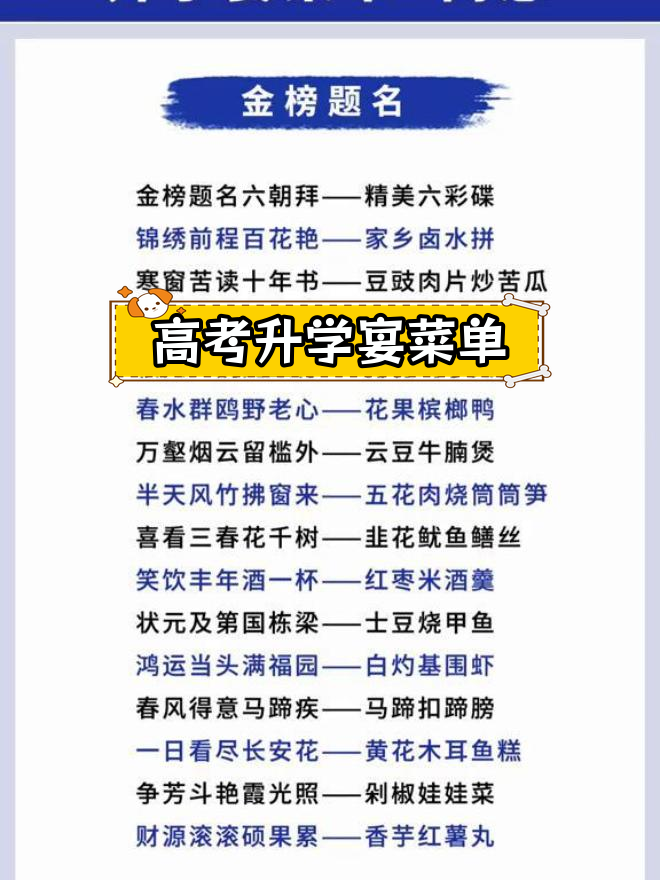 高考升学宴菜单解析:寓意与礼仪