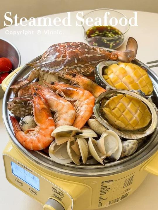 蒸汽海鲜锅+海鲜粥满满一锅鲜到掉眉毛