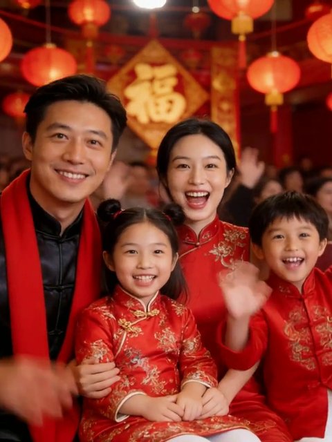 春晚观众席拜年，全家喜庆感拉满！