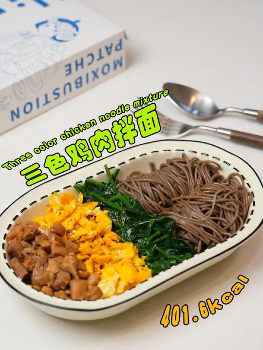 DAY7十分钟低卡晚餐|三色鸡肉拌面