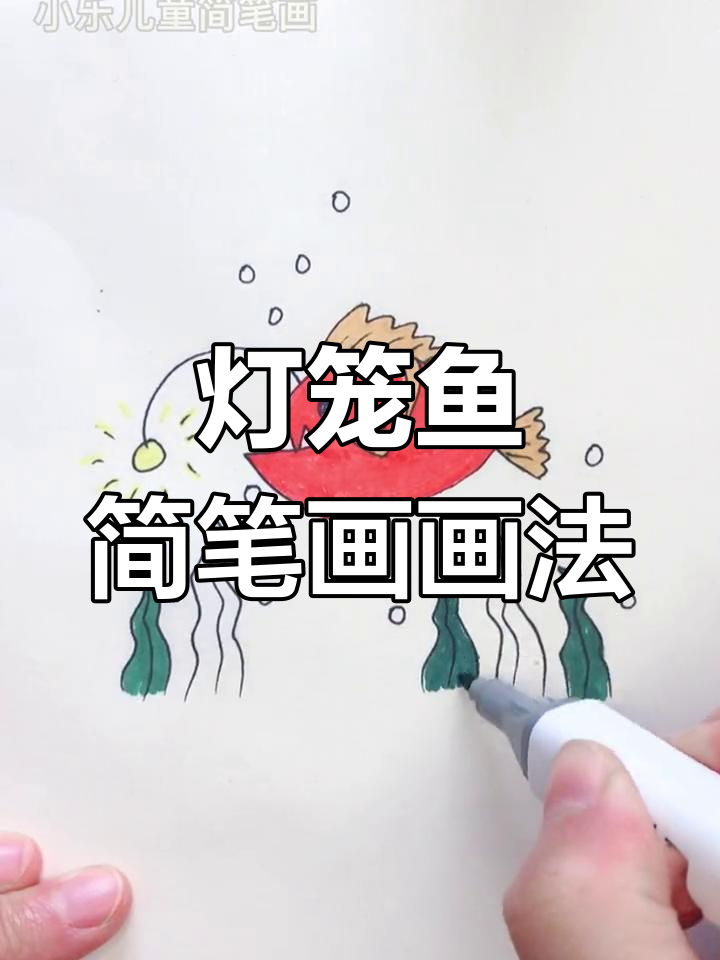 灯笼鱼简笔画教程,轻松学会画可爱小鱼