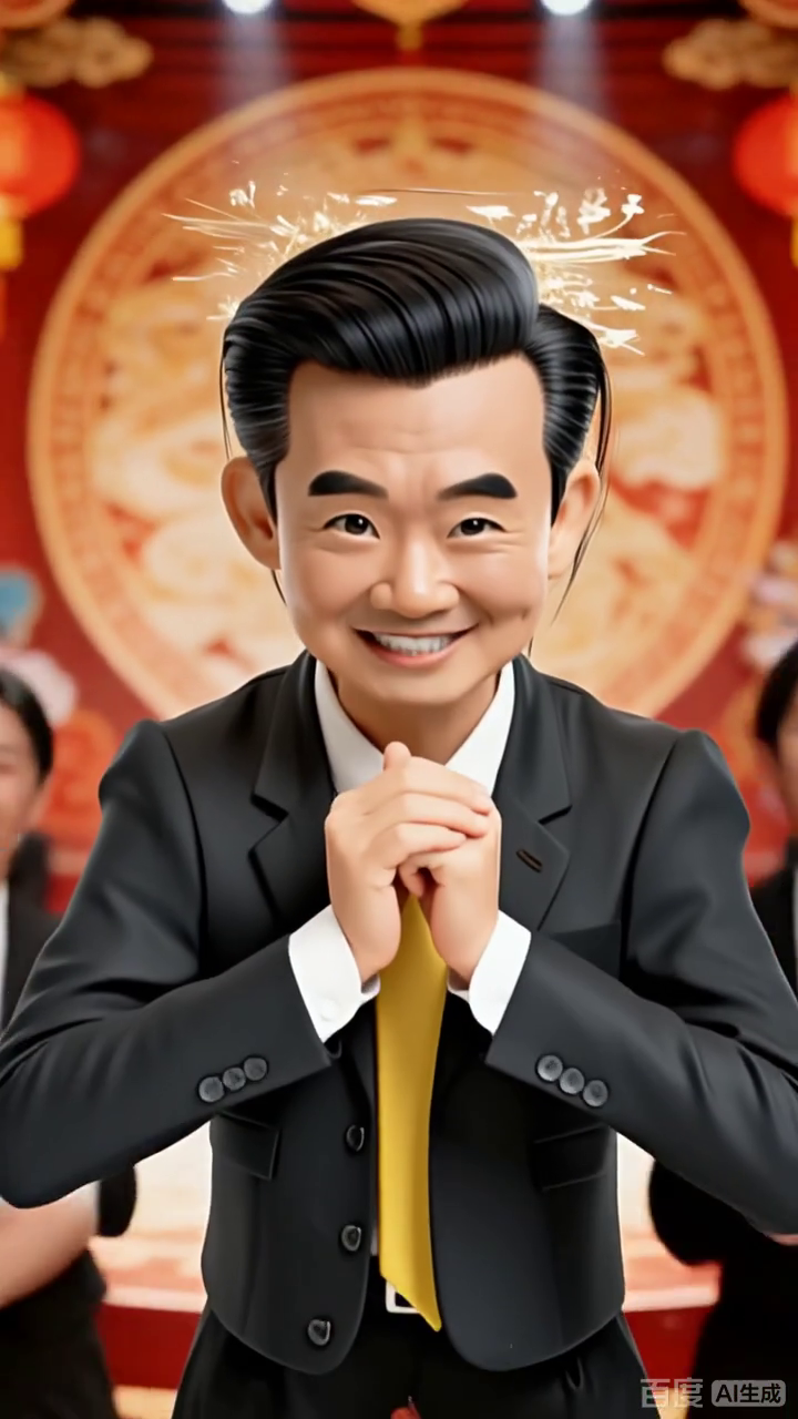 卡通西装男的喜庆笑脸