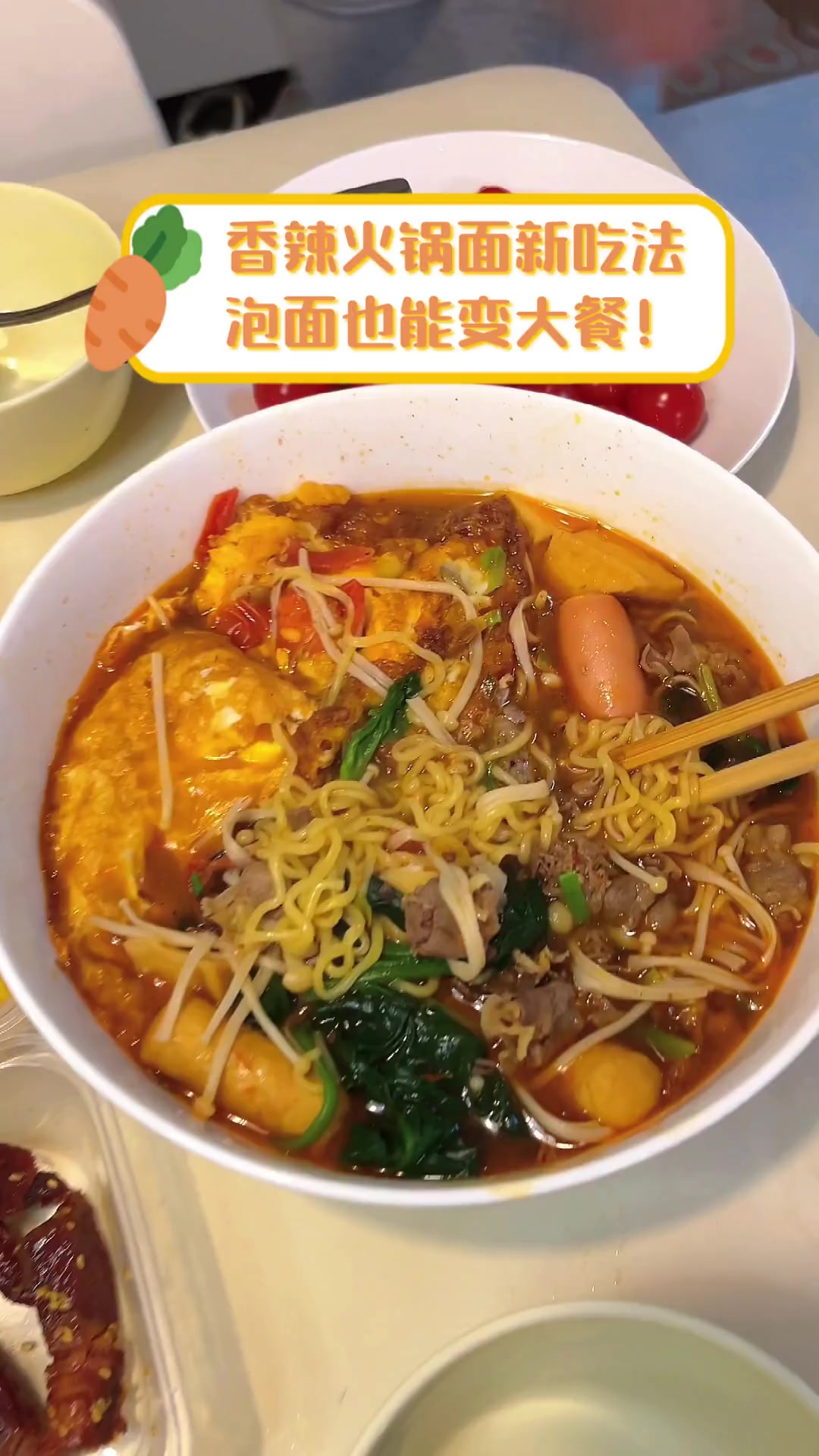 香辣火锅面新吃法,泡面也能变大餐!