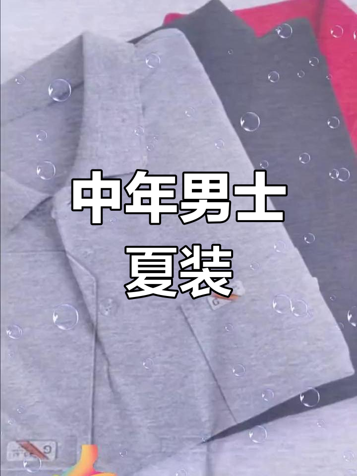 夏季纯色宽松翻领T恤,适合中老年男士穿着