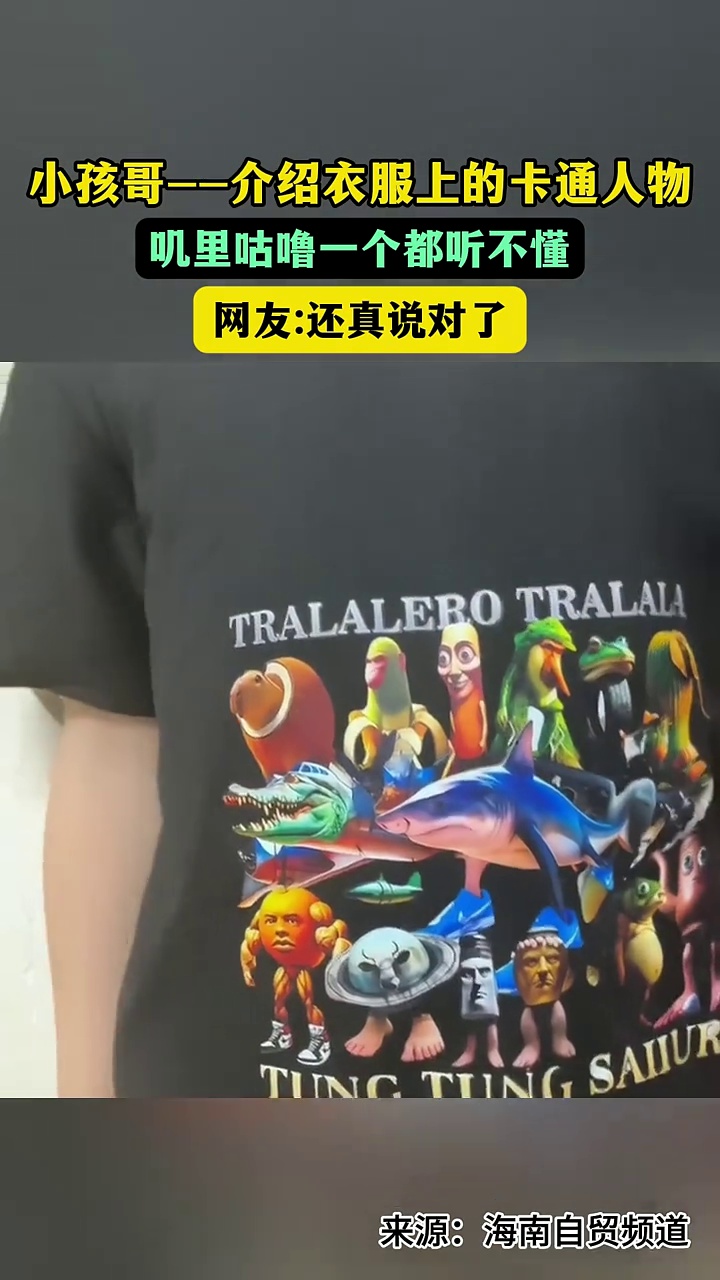 小孩哥——介绍衣服上的卡通人物 叽里咕噜一个都听不懂 网友还真都说对了